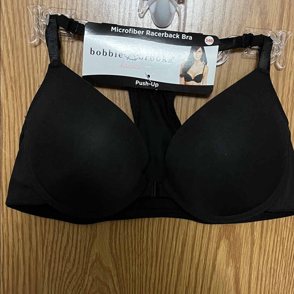 Bobbie Brooks Black Microfiber Racerback Bra 34B NWT